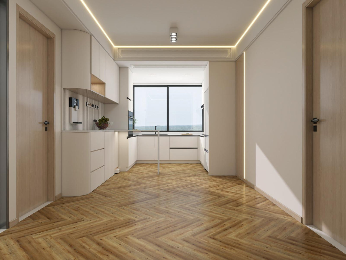 Sunlit Elm - Herringbone - Infinita